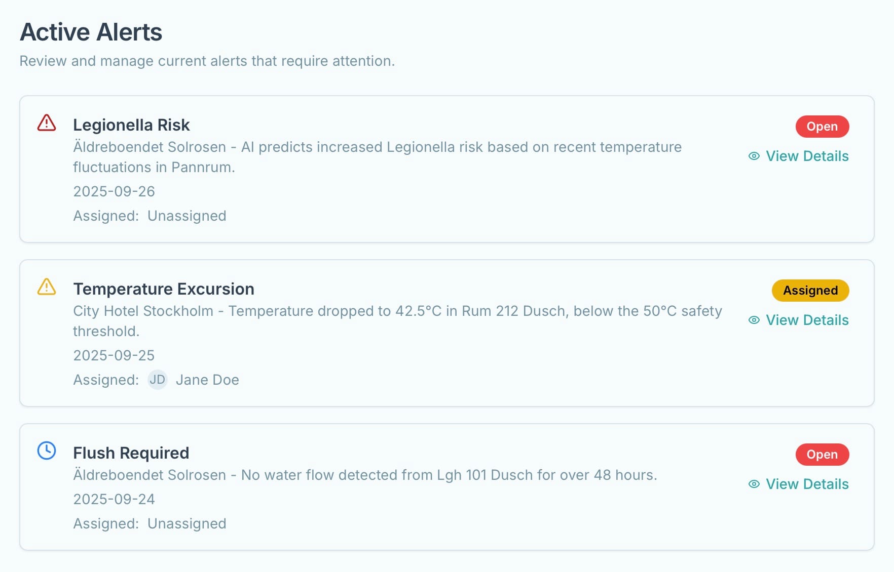 legionella alerts